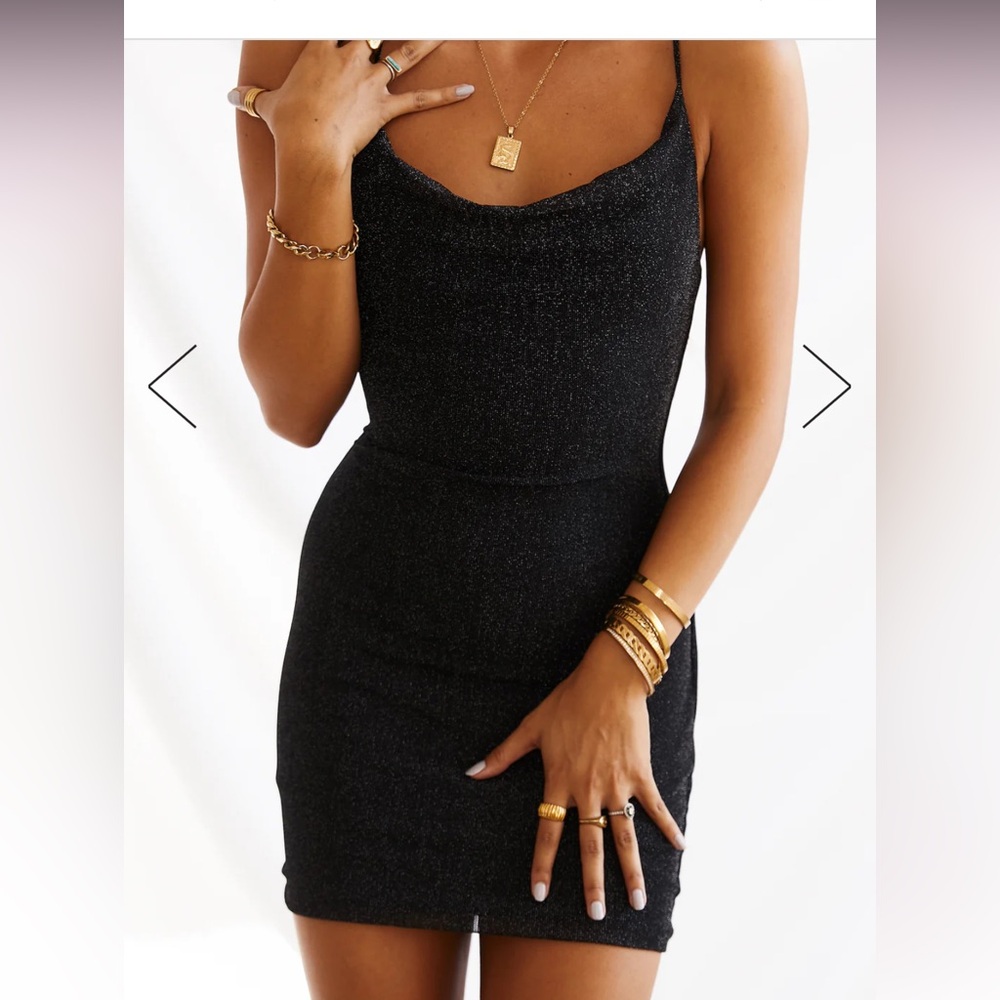 Hello molly backless with tie shimmer minidress